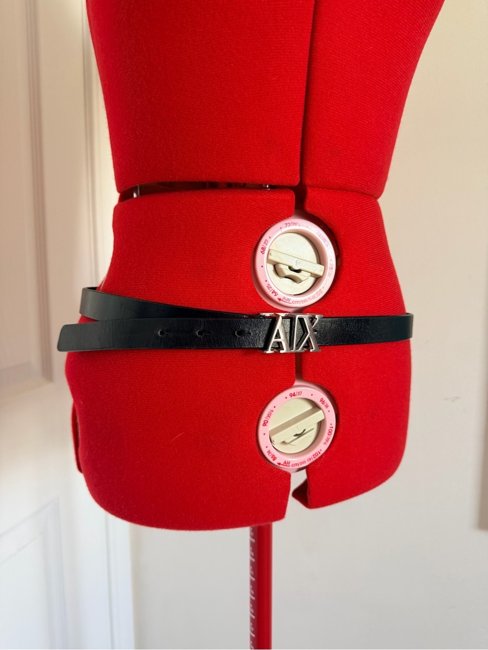 RARE Vintage 90s Y2K Armani Exchange Logo Buckle Italian Leather Belt USA made L